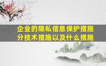 企业的隐私信息保护措施分技术措施以及什么措施