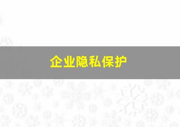 企业隐私保护