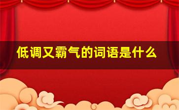 低调又霸气的词语是什么