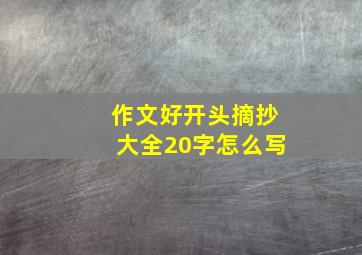 作文好开头摘抄大全20字怎么写