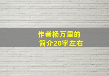 作者杨万里的简介20字左右