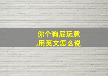 你个狗屁玩意,用英文怎么说