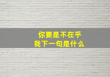 你要是不在乎我下一句是什么