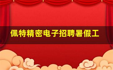 佩特精密电子招聘暑假工