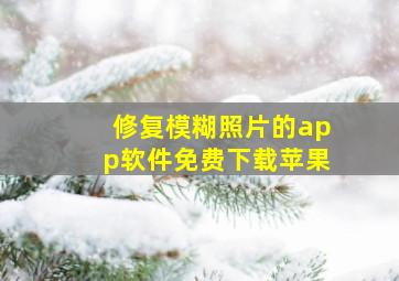 修复模糊照片的app软件免费下载苹果