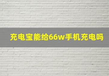 充电宝能给66w手机充电吗