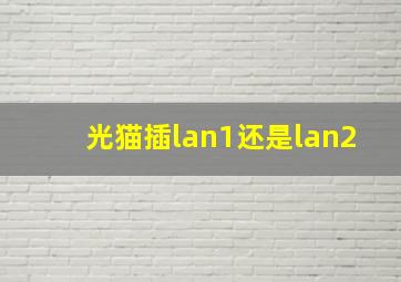 光猫插lan1还是lan2