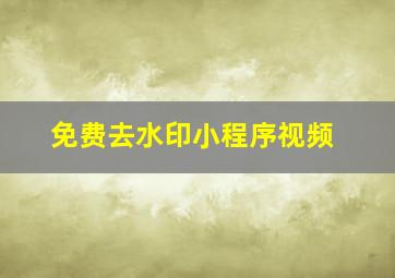 免费去水印小程序视频