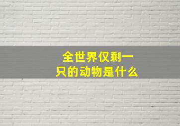 全世界仅剩一只的动物是什么