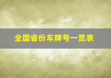 全国省份车牌号一览表