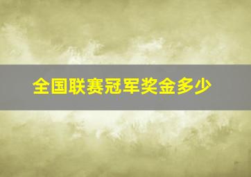 全国联赛冠军奖金多少