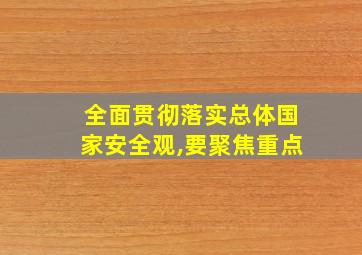 全面贯彻落实总体国家安全观,要聚焦重点