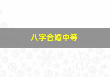 八字合婚中等