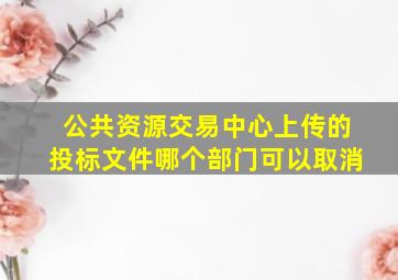 公共资源交易中心上传的投标文件哪个部门可以取消