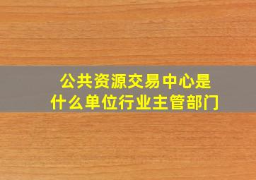 公共资源交易中心是什么单位行业主管部门