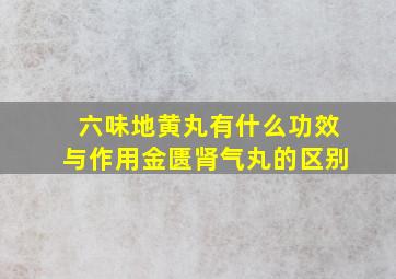 六味地黄丸有什么功效与作用金匮肾气丸的区别