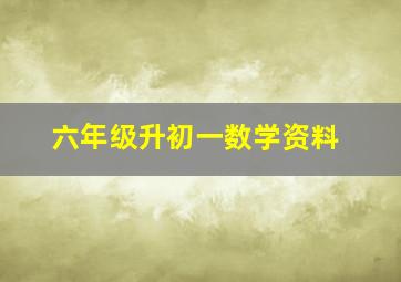 六年级升初一数学资料