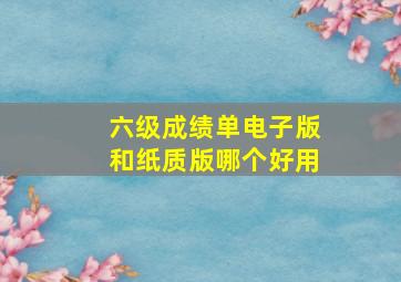 六级成绩单电子版和纸质版哪个好用