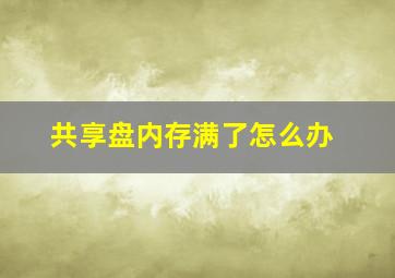 共享盘内存满了怎么办