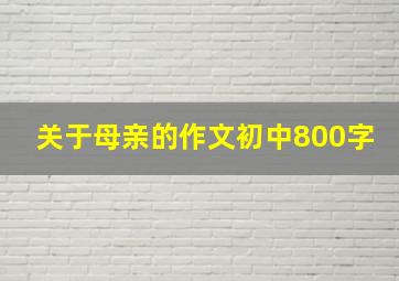 关于母亲的作文初中800字