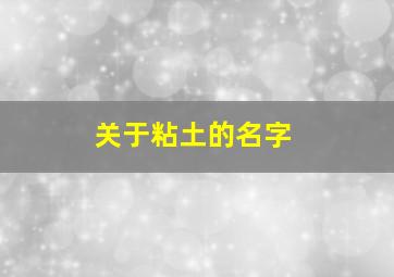 关于粘土的名字