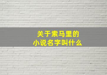 关于索马里的小说名字叫什么