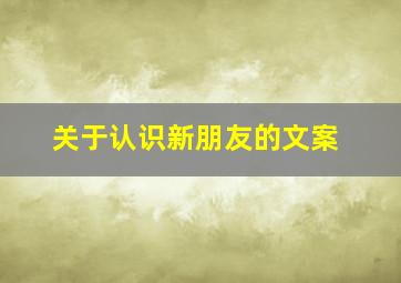 关于认识新朋友的文案