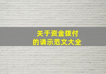 关于资金拨付的请示范文大全