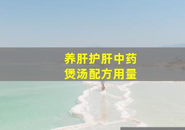 养肝护肝中药煲汤配方用量