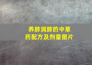 养肺润肺的中草药配方及剂量图片