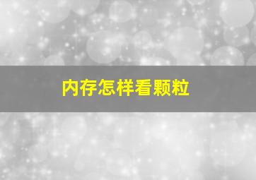 内存怎样看颗粒