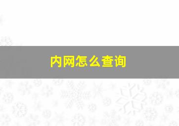 内网怎么查询