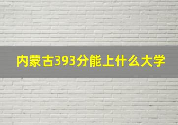 内蒙古393分能上什么大学