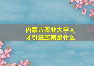 内蒙古农业大学人才引进政策是什么