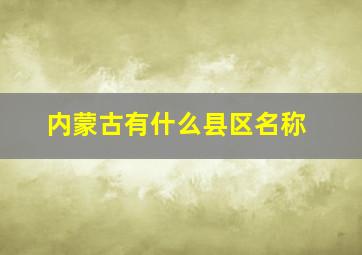 内蒙古有什么县区名称