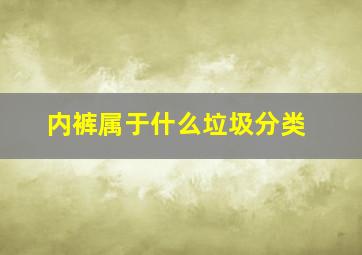 内裤属于什么垃圾分类