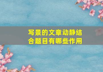 写景的文章动静结合题目有哪些作用