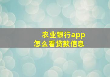 农业银行app怎么看贷款信息