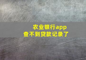 农业银行app查不到贷款记录了