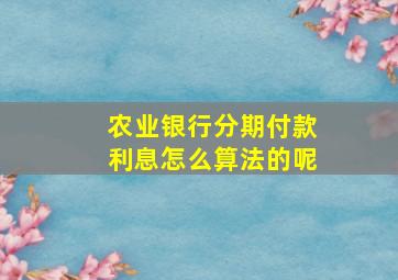 农业银行分期付款利息怎么算法的呢