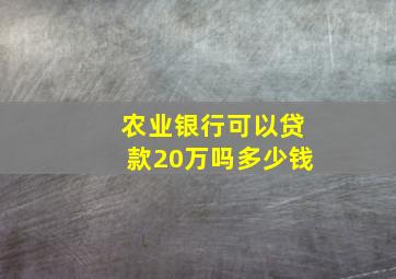 农业银行可以贷款20万吗多少钱