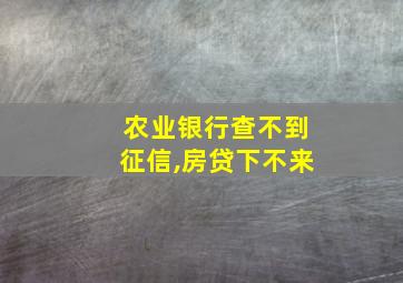 农业银行查不到征信,房贷下不来