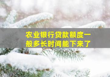 农业银行贷款额度一般多长时间能下来了