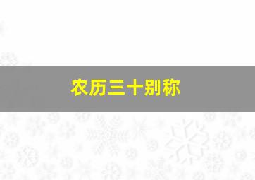 农历三十别称