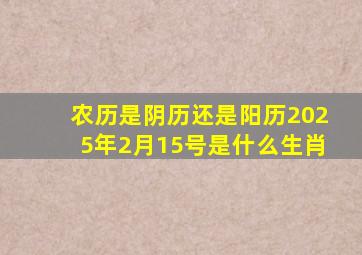 农历是阴历还是阳历2025年2月15号是什么生肖