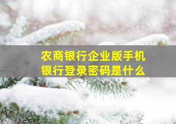 农商银行企业版手机银行登录密码是什么