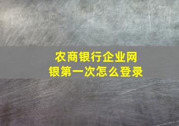 农商银行企业网银第一次怎么登录