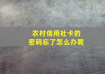 农村信用社卡的密码忘了怎么办呢