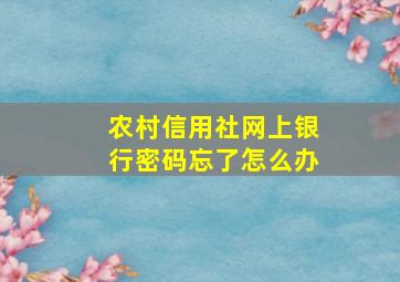 农村信用社网上银行密码忘了怎么办