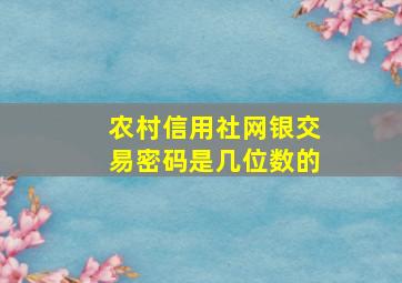 农村信用社网银交易密码是几位数的